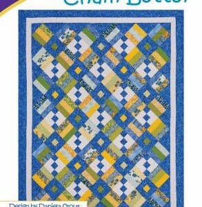 A quilt pattern with blue and yellow squares.