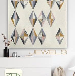 A white wall with a painting of diamonds on it.