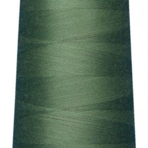 A spool of green thread on a white background.